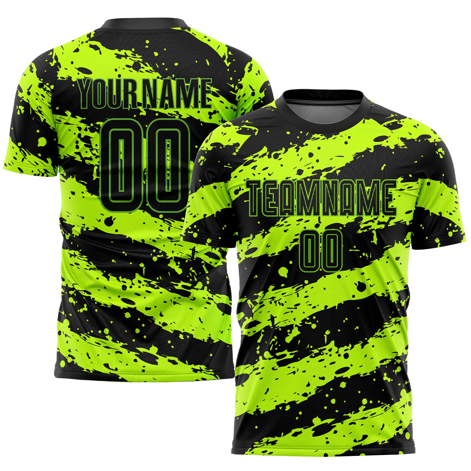 Custom Neon Green Black Sublimation Soccer Uniform Jersey Flysoccer