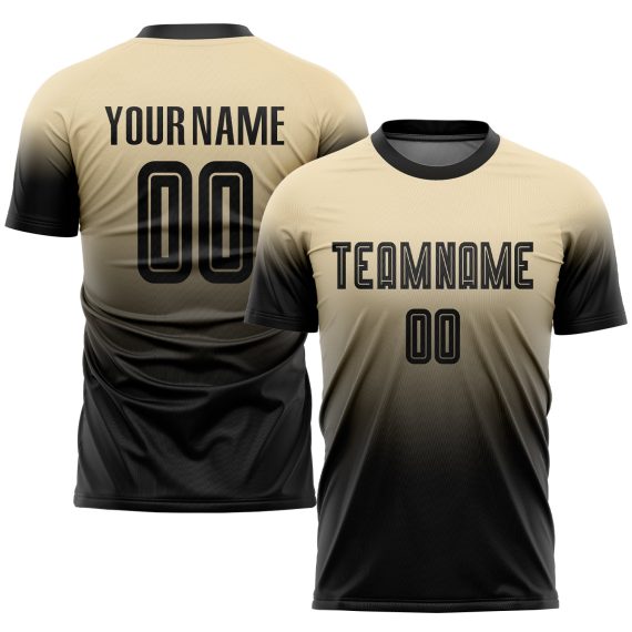 Custom Cream Black Sublimation Fade Fashion Soccer Uniform Jersey